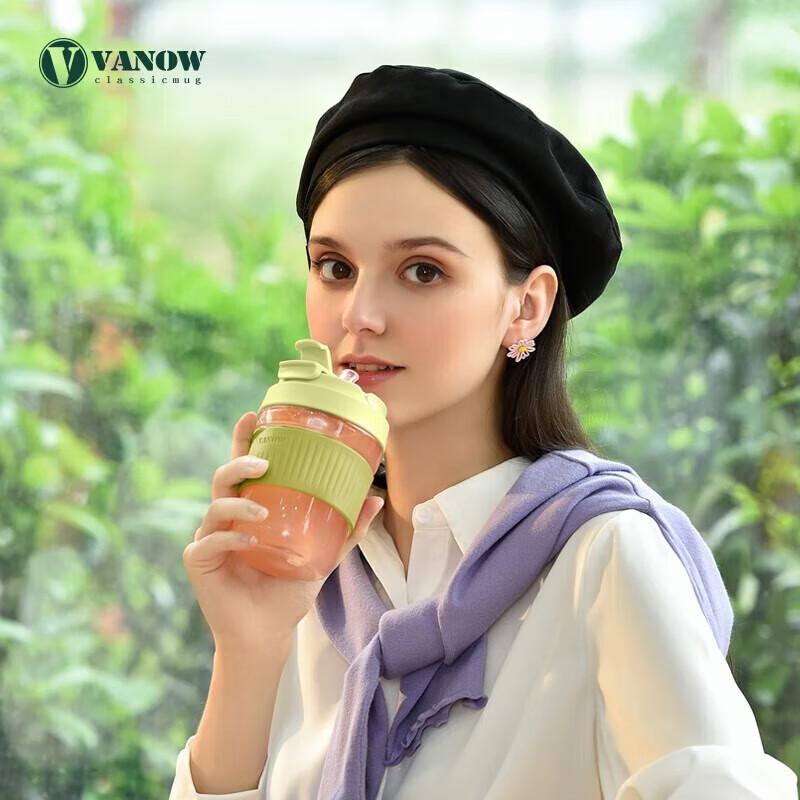 Портальная стеклянная кофейная кружка Vanow с ручкой и соломинкой