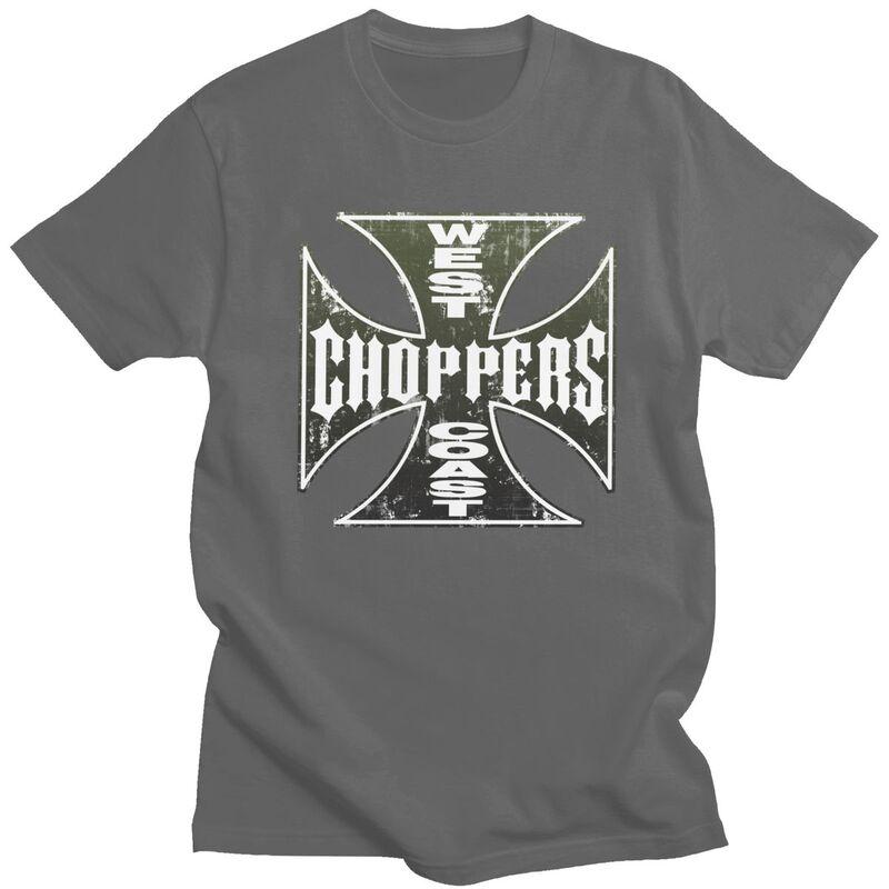 Custom Cool West Coast Iron Cross Choppers T Shirt Unisex Short Sleeve Pure Cotton T-shirt Casual Tees Streetwear Tshirt