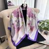 Spring And Summer 90Cm Silk Scarf Women'S Satin Printing Imitation Silk Scarf Large Square Scarf Temperament Shawl Bag Headscarf