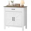 Sideboard Buffet Cabinet, Farmhouse Kitchen Cabinet with Sliding Doors and Adjustable Shelf, White