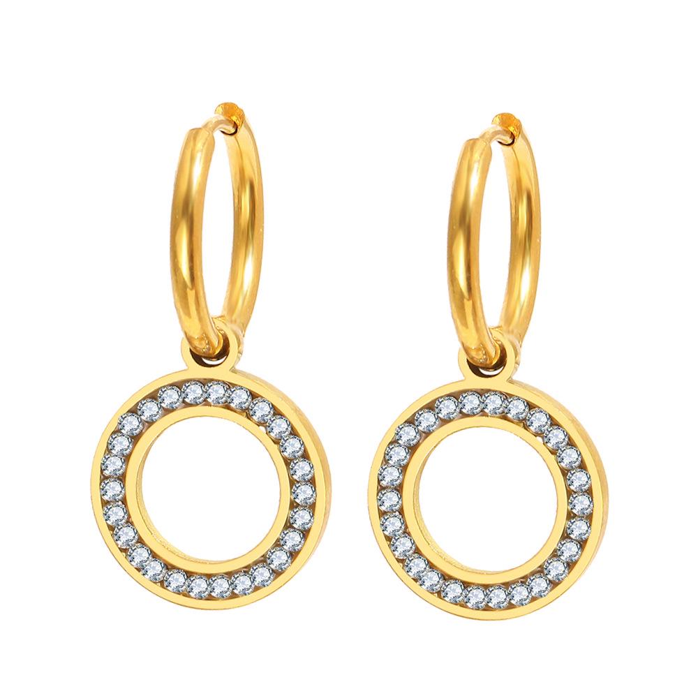 Блестящие серьги-кольца из нержавеющей стали со стразами - Классические и универсальные