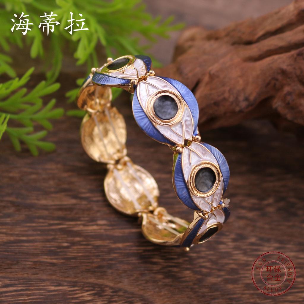 Новый эмалированный эластичный браслет «глаз дьявола», женский персонализированный браслет из цинкового сплава «глаз»