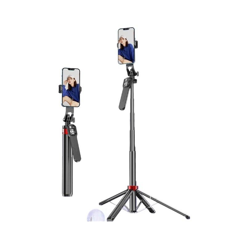P185 Aluminum Alloy 4-Leg Bluetooth Selfie Stick Tripod Universal Phone Floor Stand with Wireless Remote Handheld Stabilizer f 7