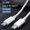 PD 60W USB C To USB Type C Cable Fast Charge Data Cable For Iphone 16 15 Huawei Samsung Xiaomi Data Line Black White Phone Cord