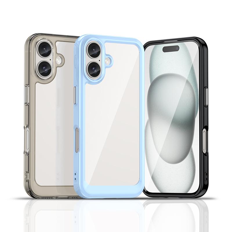 Для iPhone 16 Чехол Для iPhone 16 14 13 12 11 Pro Max Чехол Fundas Coque Жесткий Прозрачный Полупрозрачный Мягкий край Чехол для телефона iPhone 16