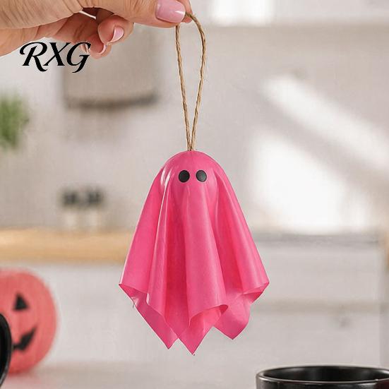 Halloween Party Background Decor Ghost Hanging Decor, Pastel Pink White Soft Fabric Ornaments, Cute Spooky Home Aesthetic