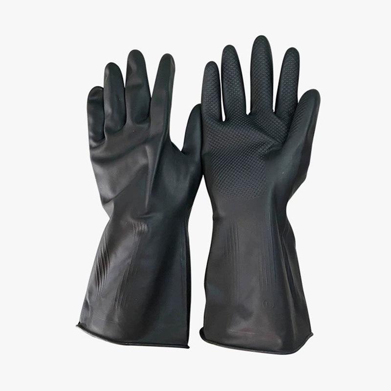 Triangle Thickened Non-Slip Industrial Latex Gloves - Durable Black and Red Rubber for Dishwashing and Cleaning.