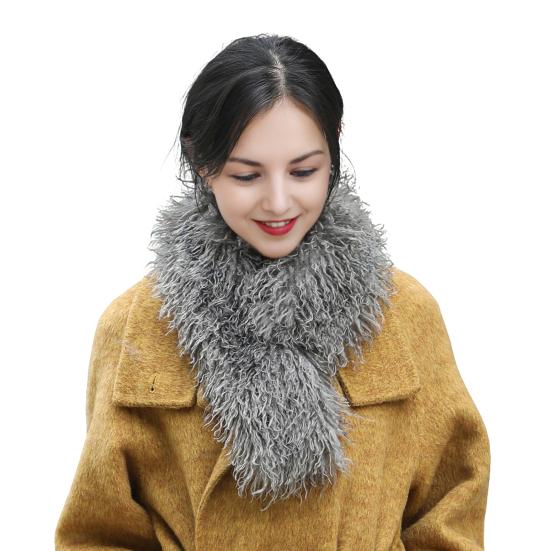 Plush Scarf with Magnetic Design Solid Color Women Thickened Warm Scarf Coat Accessory Daily Commuting Wear