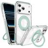 Магнитный прозрачный чехол для iPhone 17 Pro Max с двухцветной вращающейся подставкой для Apple 16/15 Pro