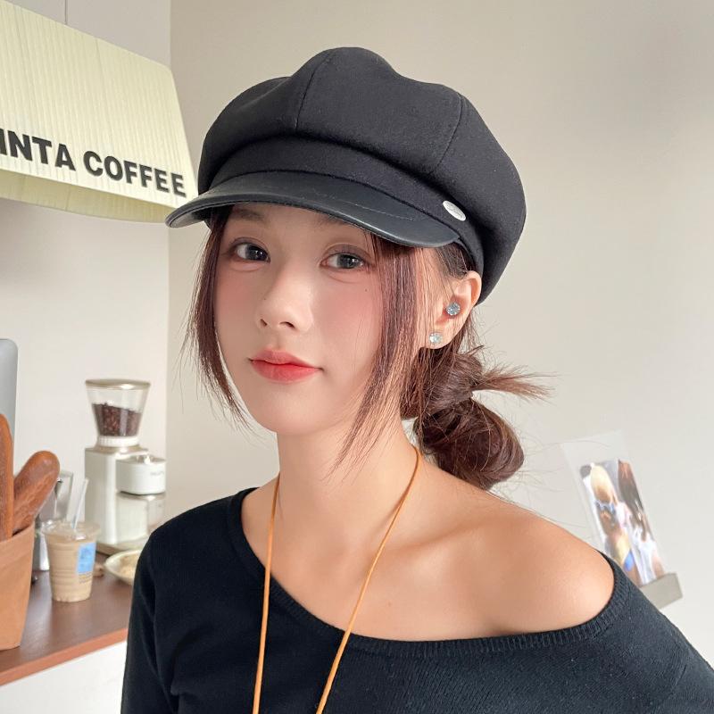 Ретро Универсальный Шерстяной Берет Подчеркивающий Лицо Утиный Язычок Восьмиугольная Шляпа Детская Теплая Ветрозащитная Шляпа Газетчика