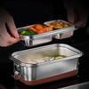 Stainless Steel Double Layer Lunch Box with Compartments Sealed Insulated Bento Food Storage Boxes Container Kitchen Tableware