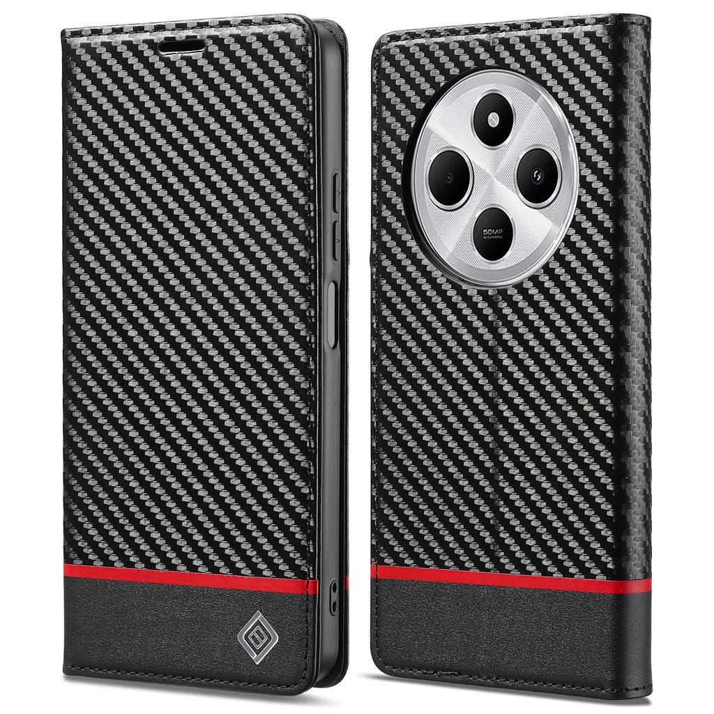 LC.IMEEKE For Xiaomi Redmi A4 5G Case Carbon Fiber Texture Phone Cover Stand Card Holder
