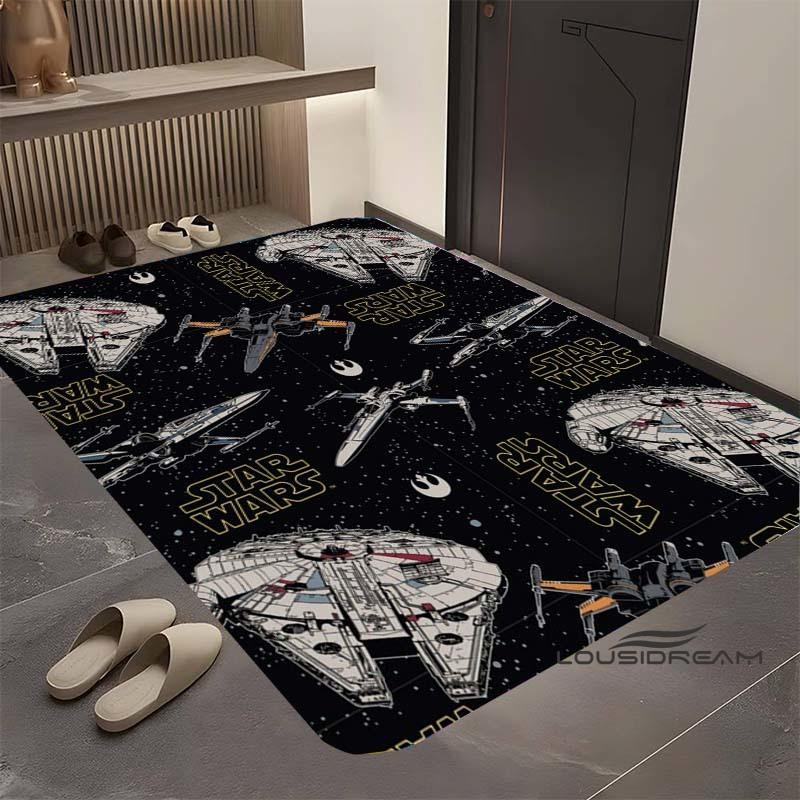 Коврик Star Wars мультяшный, подходит для гостиной, ретро-узор с галактикой, космосом, космическим кораблем, большой нескользящий коврик для прихожей, коврик для ванной, дом