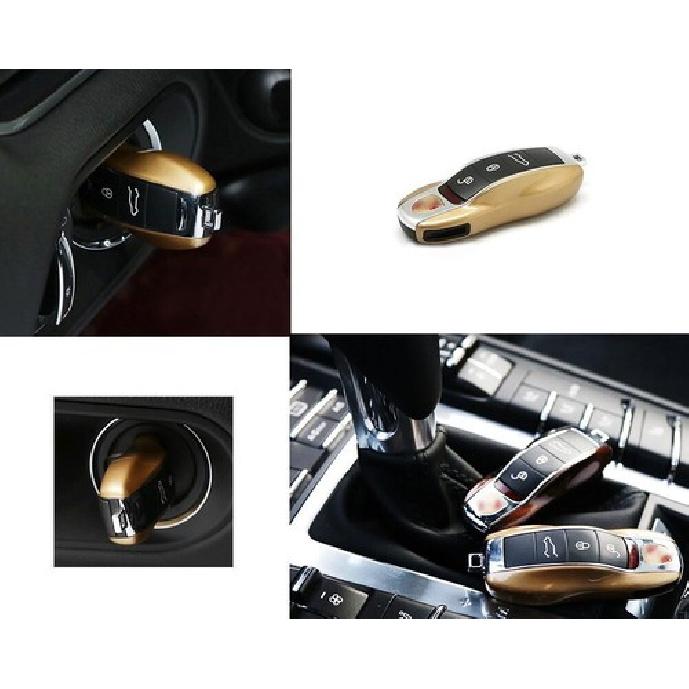 Gold Remote Smart Key Shell Holder Cover For Porsche Cayenne Panamera Macan 911