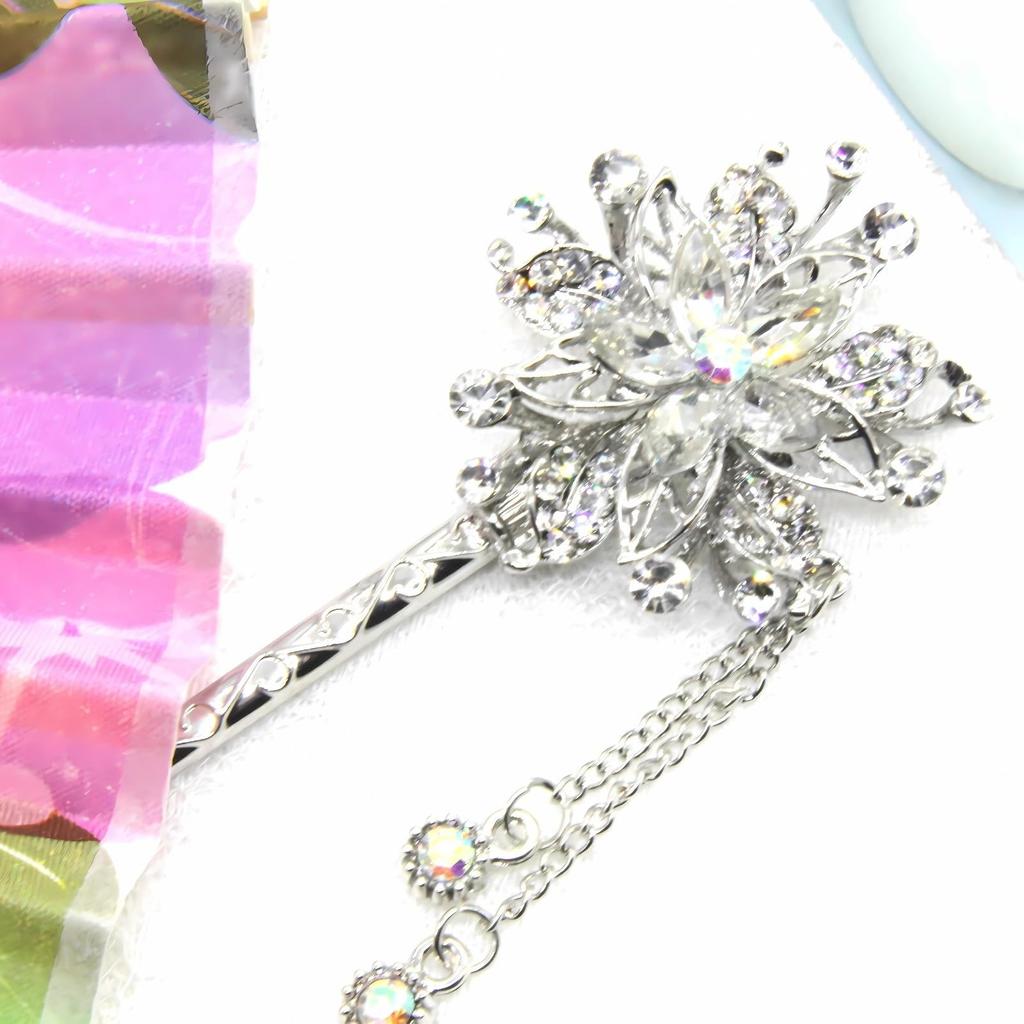 Miaomyao Single Hair Японский кубический снежный волос Прозрачный [Miaomyao] Шпилька для волос, украшение, платье, Tomesode, металл, антиквариат, цирконий, цветок, цветок,