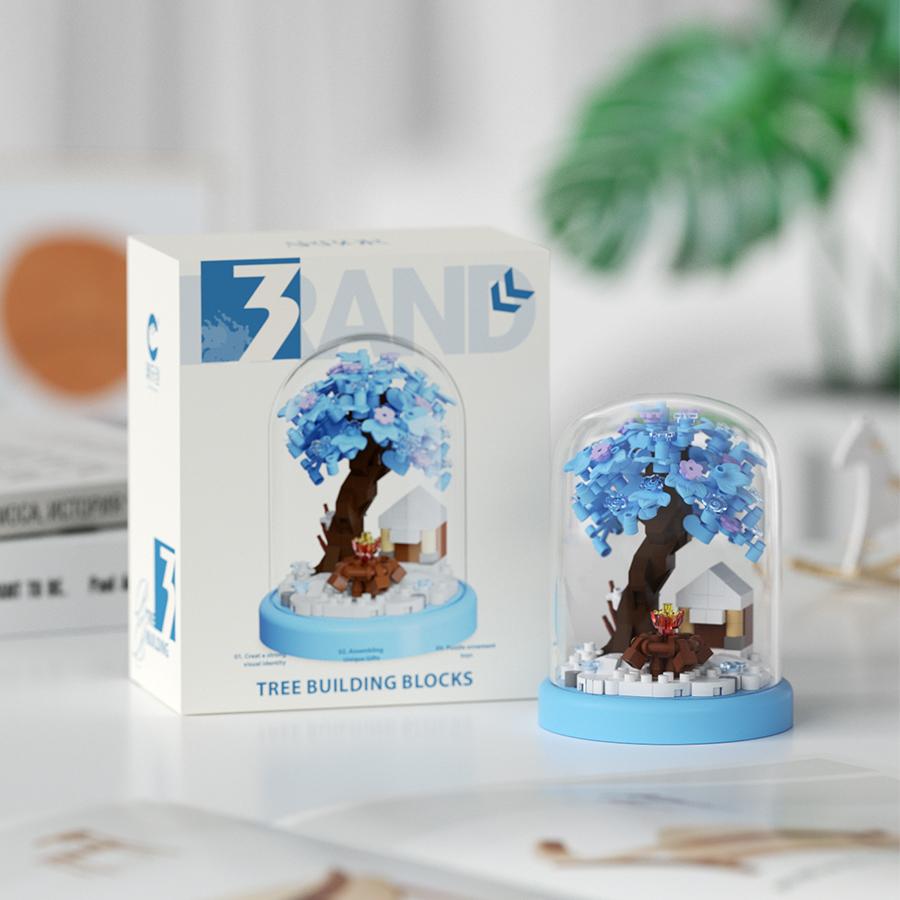 non-toxic Mini Cherry Blossom Tree House Building Block Toys Educational Kids Toys Sakura Bonsai Decorations Mother's Day gift