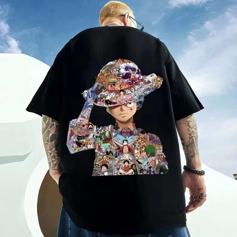 Мужская футболка One Piece Луффи Аниме Летняя Y2K Одежда Харадзюку Женская Оверсайз Короткий рукав Футболка Повседневная Хлопковые Топы Стритвир