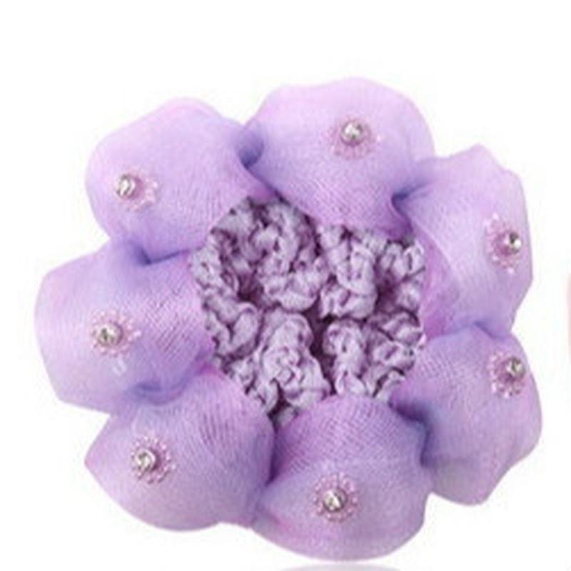 Мода Эластичный Красочный Атласный Зажим для Волос Набор для Косы Вязаный Крючком Шпилька для Волос Танцевальная Сетка Цветочные Аксессуары для Волос