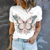 Women's T-Shirt White Background Butterfly Pattern Print T-Shirt Women's Leisure Short Sleeve T-Shirt 2024 Summer Popular T-Shir