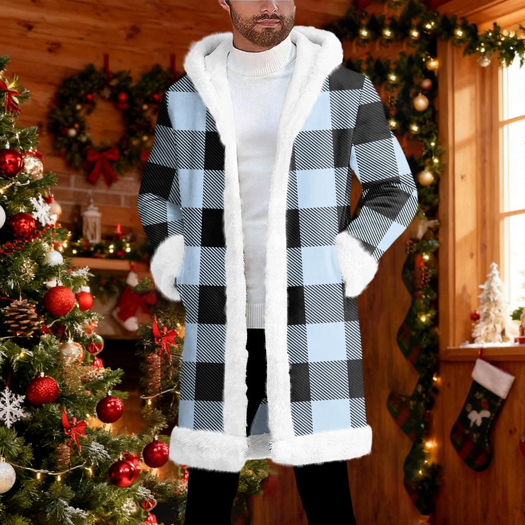 Мужской кардиган с капюшоном, длинное пальто для сохранения тепла