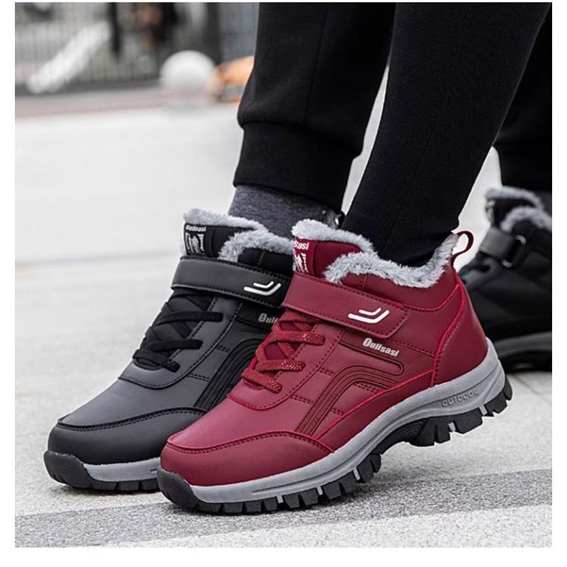 Мужские и женские повседневные зимние ботинки, нескользящие и ветрозащитные высокие ботинки на шнуровке с меховой подкладкой для прогулок на свежем воздухе, бега, походов