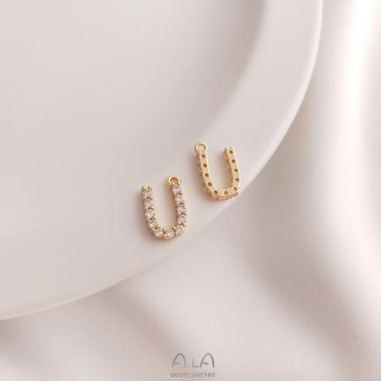 14K Gold Plated Zircon Alphabet Pendant for DIY Jewelry Accessories