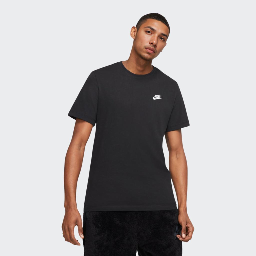 Nike Футболка детская из хлопка с круглым вырезом и коротким рукавом, вышитый логотип, черная AR5254-010