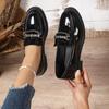 Black Thick Bottom Slip-On Loafers Women's Shoes British Style Summer New Arrival Flat Heel Round Toe Comfortable Shoes