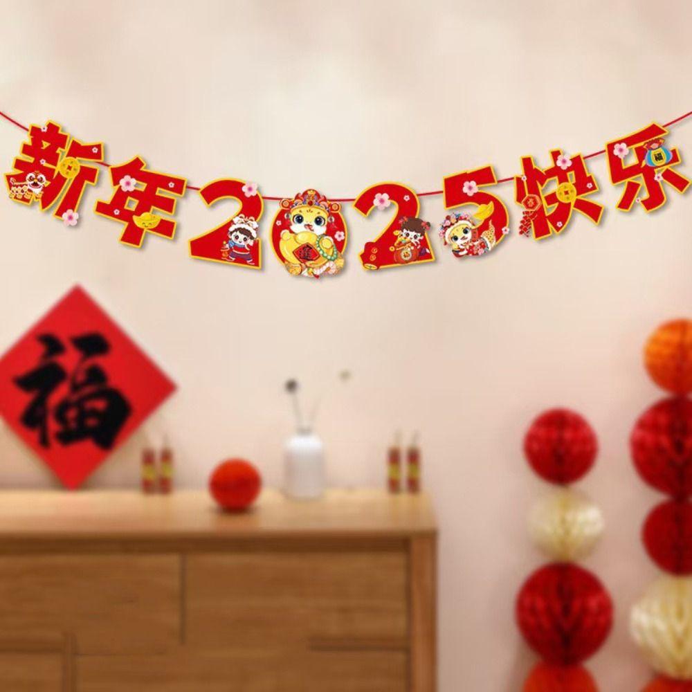 Snake Year Chinese New Year Banner Cartoon Bunting Good Luck Streamer New Year Decorations