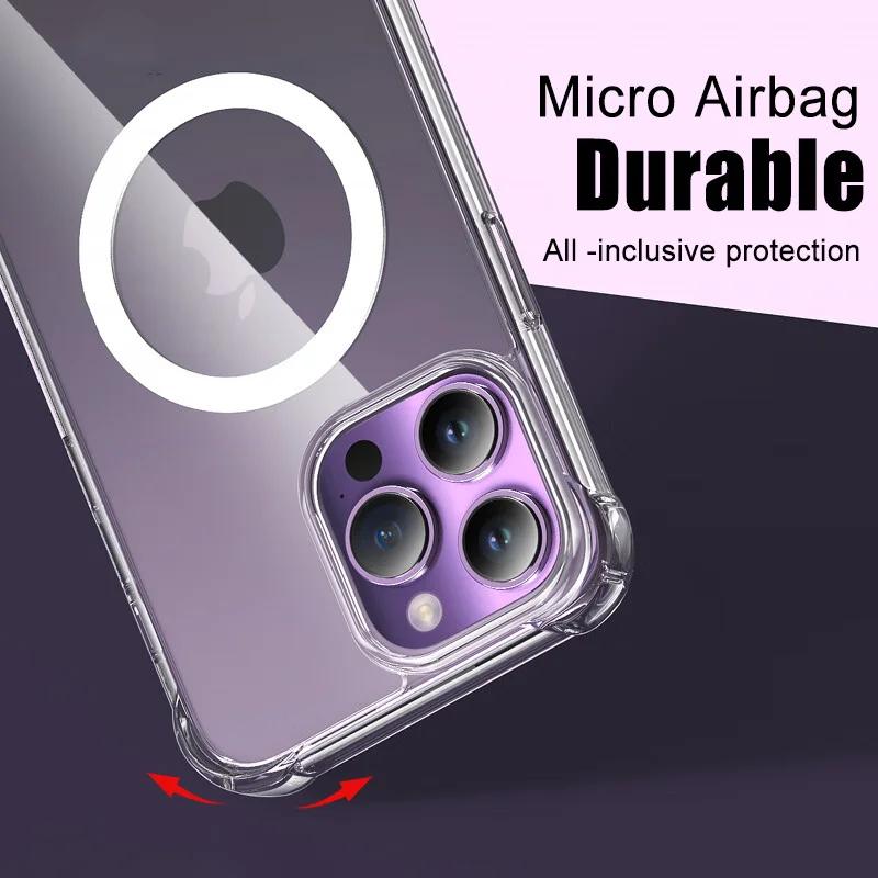 Роскошные прозрачные магнитные чехлы для беспроводной зарядки Magsafe для iPhone 15 14 13 12 11 15 Pro Max противоударный чехол аксессуары