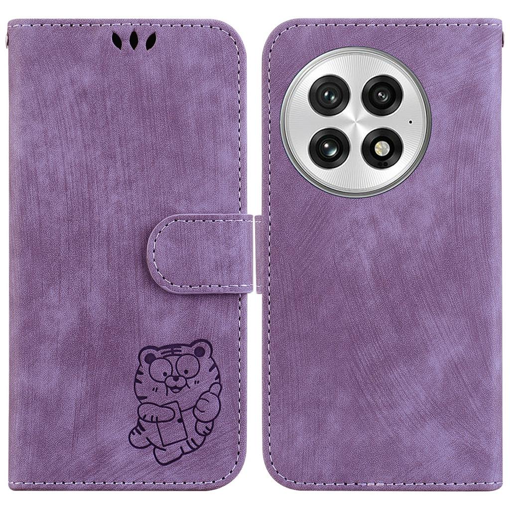 For OnePlus 13 Wallet Case Tiger Imprint Leather Shockproof Phone Cover