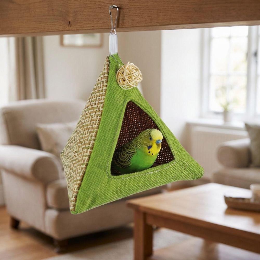 Triangular Summer Cooling Nest Breathable Net Bird Hammock Triangular Bird Hut Hiding House