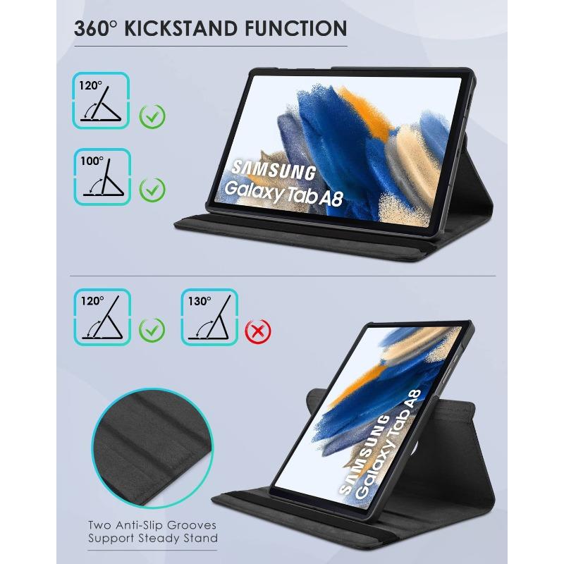 Чехол Lether для Samsung Galaxy Tab S9 S7 S8 Plus A8 10,5 "2021 S6 Lite Ультратонкий чехол из искусственной кожи с функцией сна и пробуждения, вращающийся на 360 градусов чехол-подставка