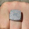 Huitan Gorgeous Square Shaped Wedding Rings for Lover Men/Women New Luxury Copper Color Bling CZ Couple Rings Fashion Zircon