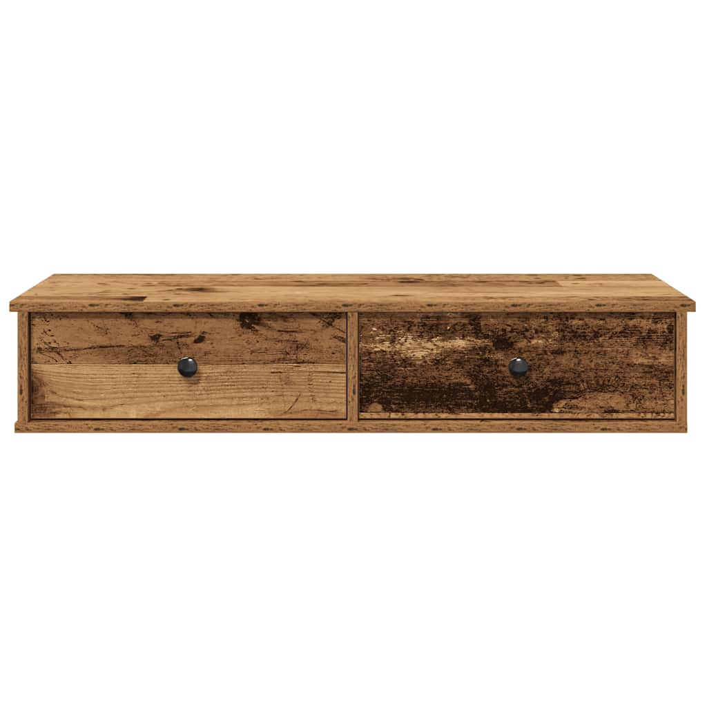 Vidaxl Półka Ścienna Z Szufladami, Stare Drewno, 100X37,5X19 Cm