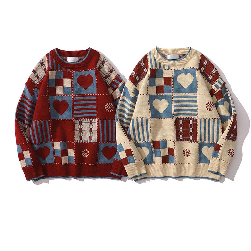 Women's Autumn/Winter Round Neck Heart-shaped Couple Loose Knitted Sweater