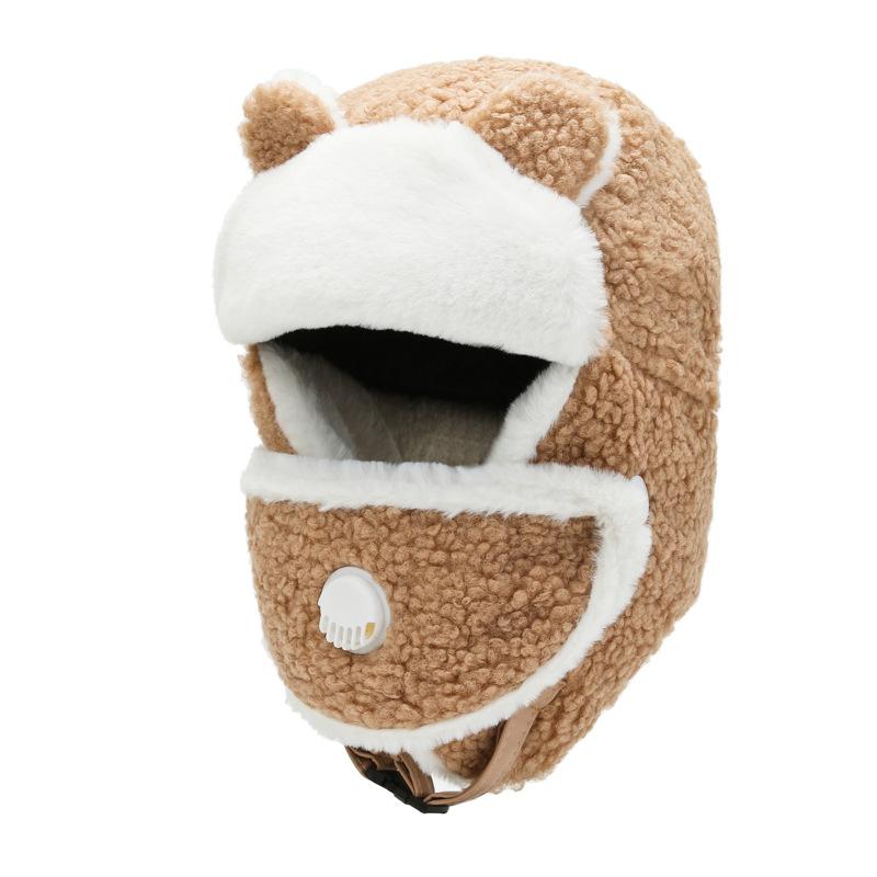 Зимняя женская милая теплая трендовая шапка-ушанка с плюшевой подкладкой, хлопковая шапка для защиты ушей от холода во время зимней езды