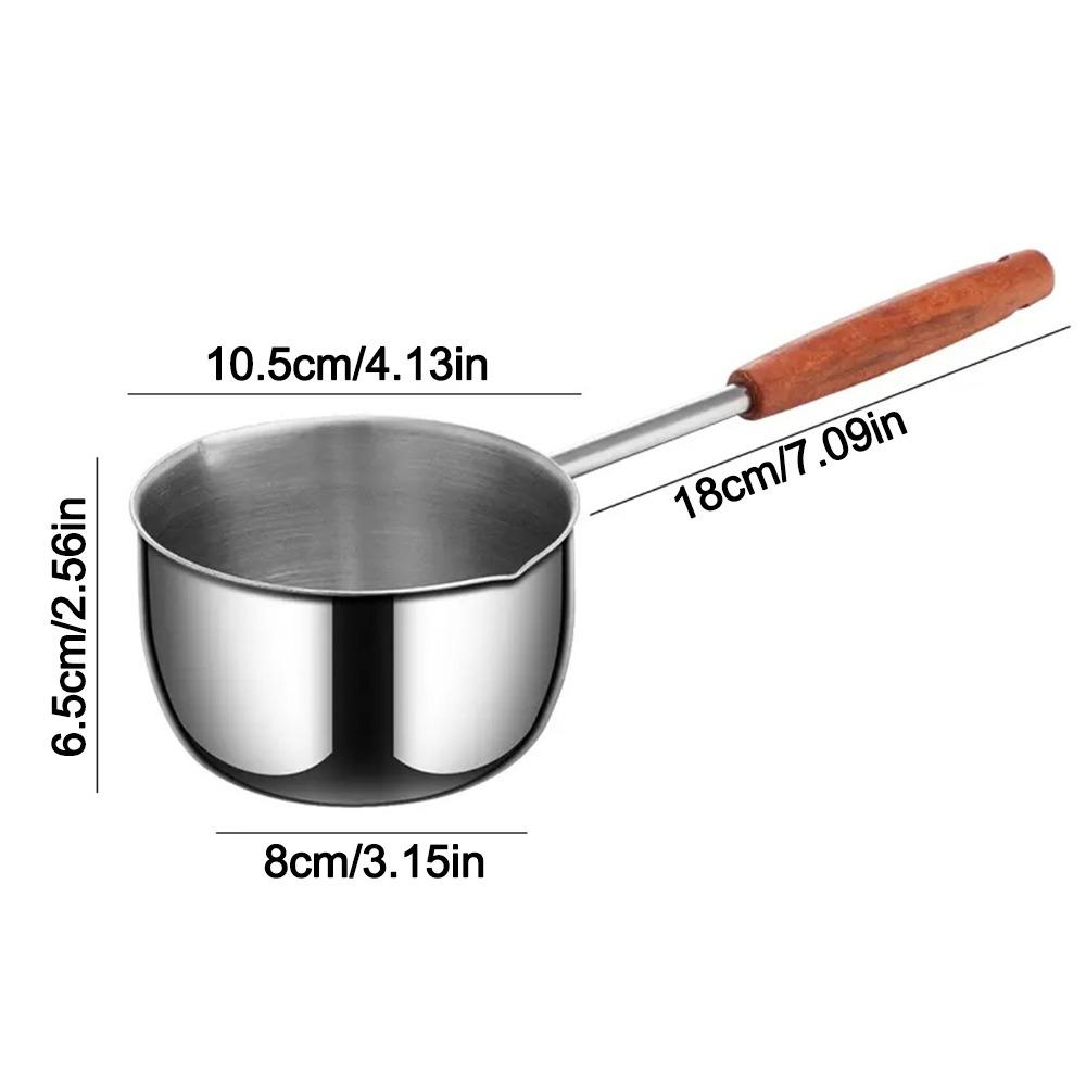 Wooden Handle Milk Pan Long-handled Oil Splashing Gadget for Preventing Hot Oil From Scorching
