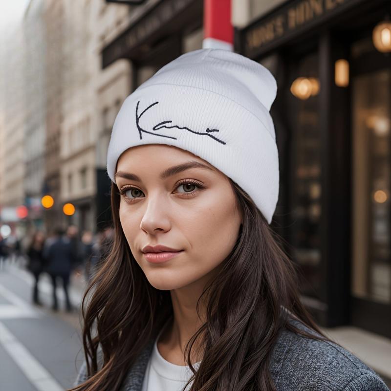 Вязаная шапка Karl Kani Retro с вышивкой букв для мужчин и женщин, зимняя теплая вязаная шапка с капюшоном