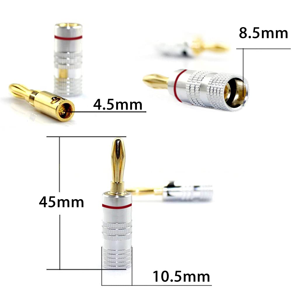 Набор из 14 шт. штекеров типа «банан» 24 карата с отверткой, позолоченный