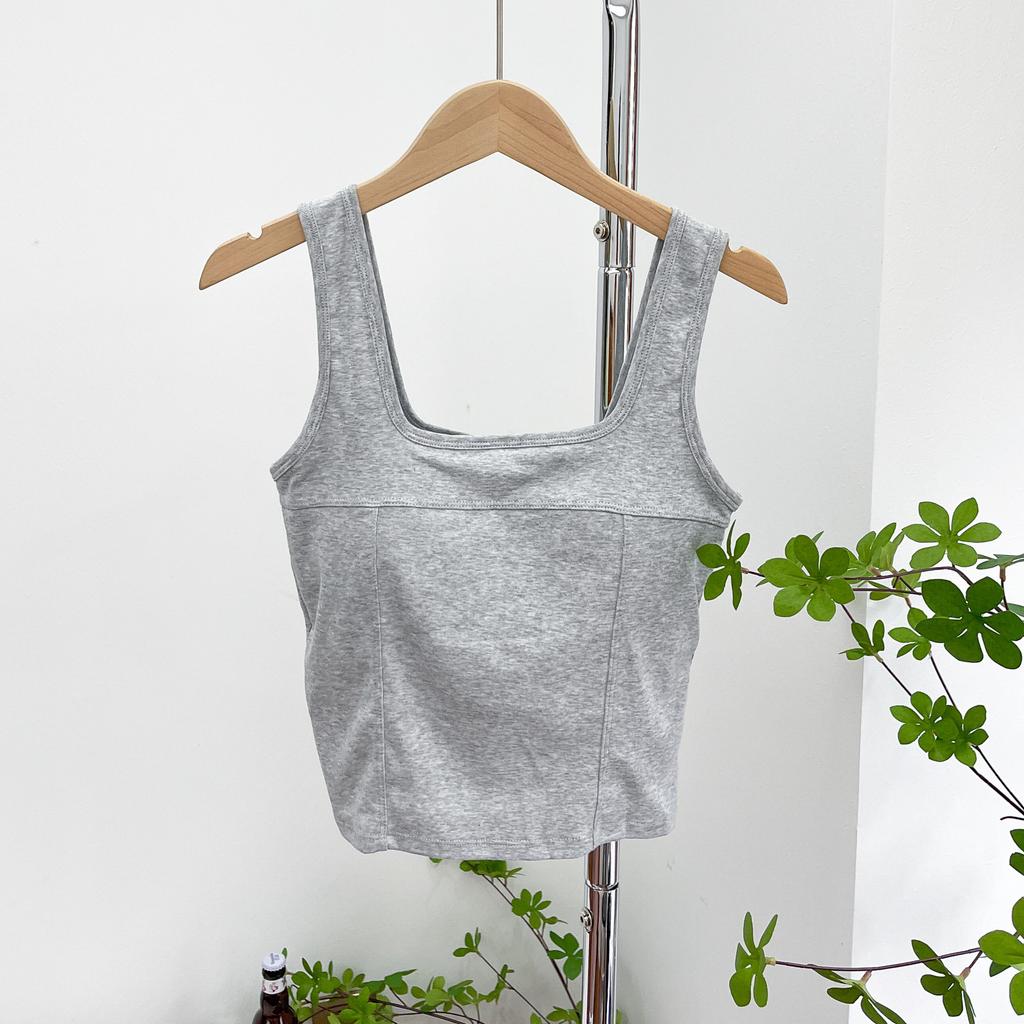 Женский летний хлопковый жилет с белым низом, подкладкой на груди, бретелькой на одно тело, безрукавкой, приталенный квадратный воротник