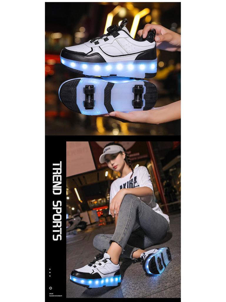 Перезаряжаемые светодиодные роликовые коньки для детей с четырьмя колесами