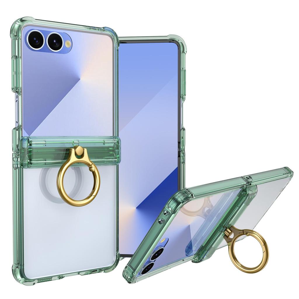 Samsung Z Flip7 FE Protective Case with Spring Hinge and Mid-Axis Ring Holder, Compatible with Flip6/5