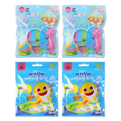 Детская зубная нить Haeho Pororo, 48 шт. + Детская зубная нить Pinkfong Baby Shark, 32 шт., 1 комплект