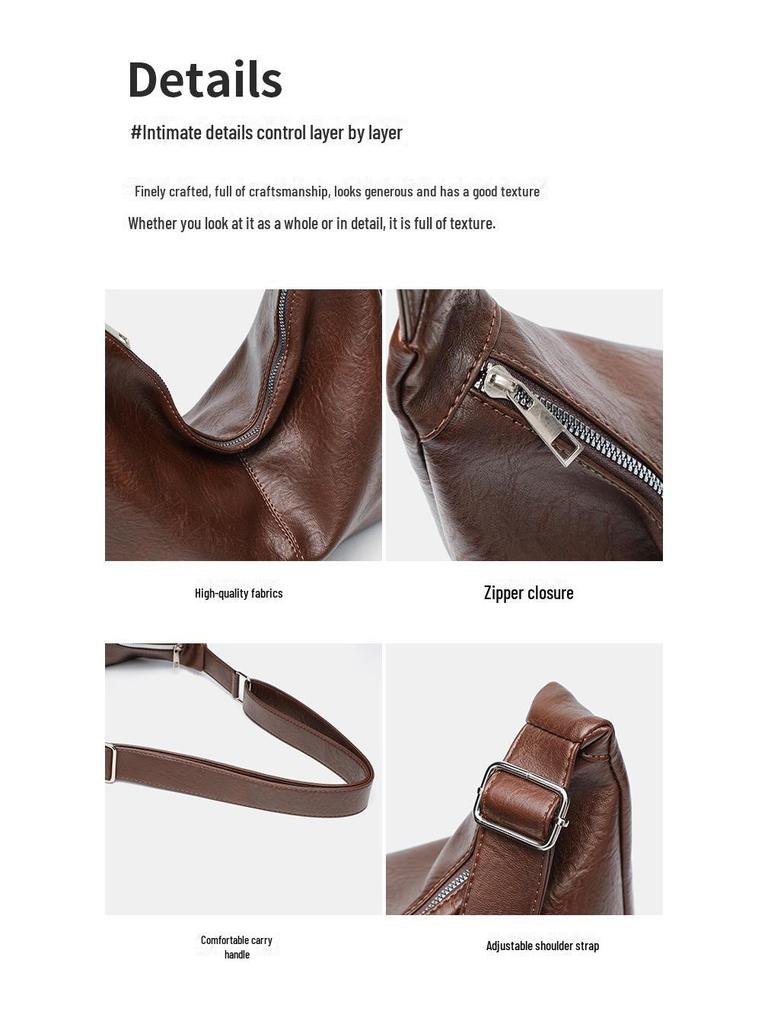 Женская сумка-мессенджер из мягкой кожи в стиле ретро 2025 года — вместительная универсальная сумка-тоут через плечо