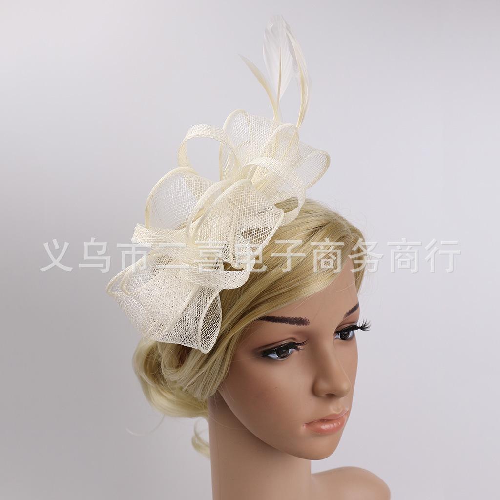 Тонкая льняная пряжа свадебная тиара перья цветы шпильки украшения для волос, повязки на голову для выпускного бала, цилиндры