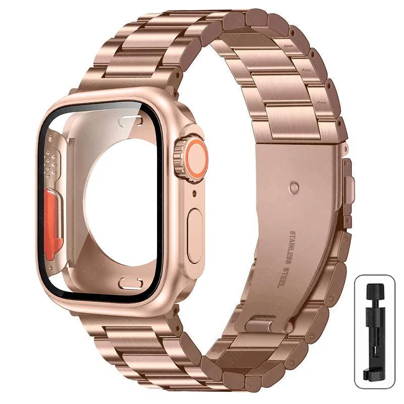 Сменить на Ультра Кейс+Ремешок для Apple Watch 40 мм 44 мм 41 мм 45 мм Металлический Ремешок из Нержавеющей Стали для iWatch Серии Серии 98 7 6 SE 5 4