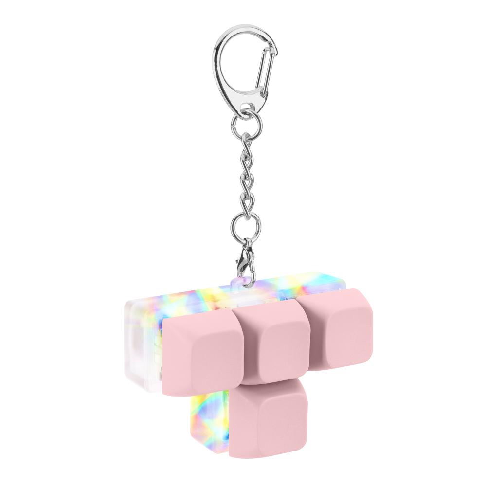 4 Buttons Keyboard Fidget Keychain with LED Light Keyboard Clicker Glowing Mechanical Keyboard Fidget Keyring Stress Relief Toys