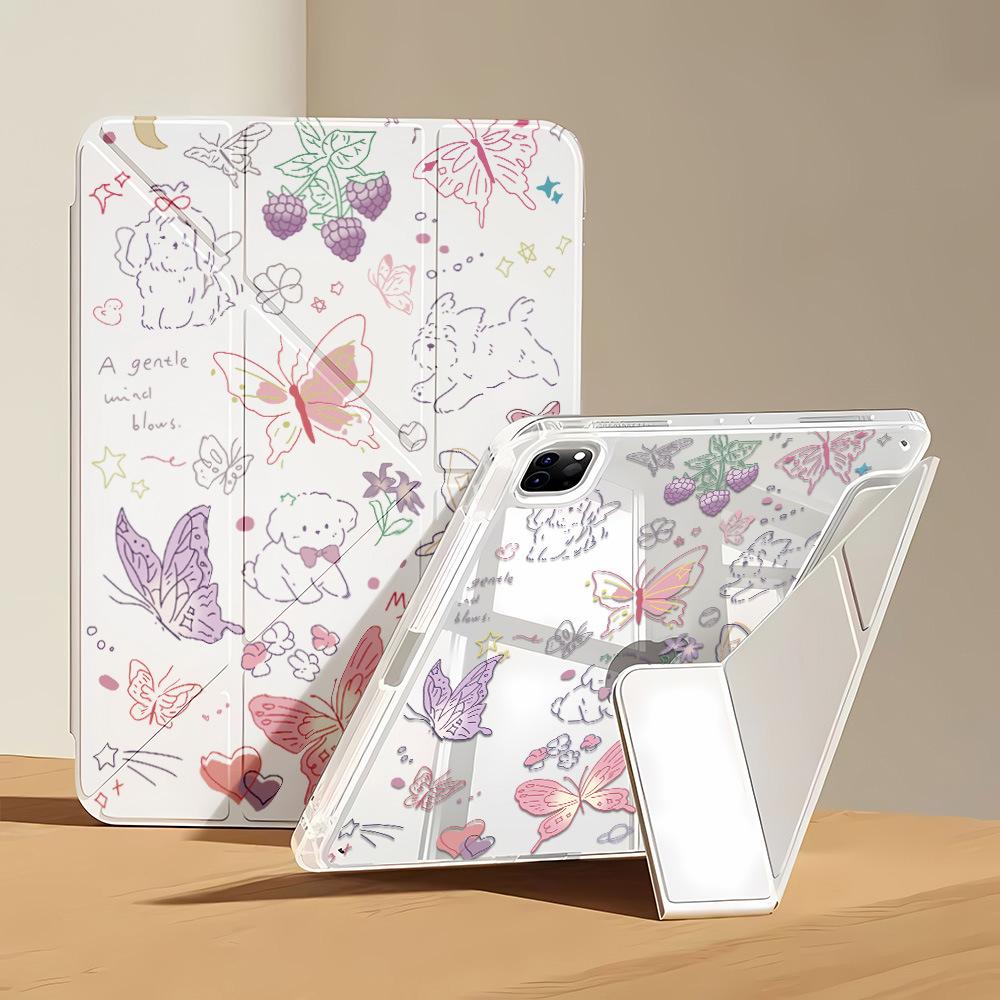 Размытая бабочка подходит для iPad 11 дюймов, наклейка с Y-образным сгибом, защитный чехол для планшета с держателем для стилуса, iPad Pro 13 дюймов, поколение волос