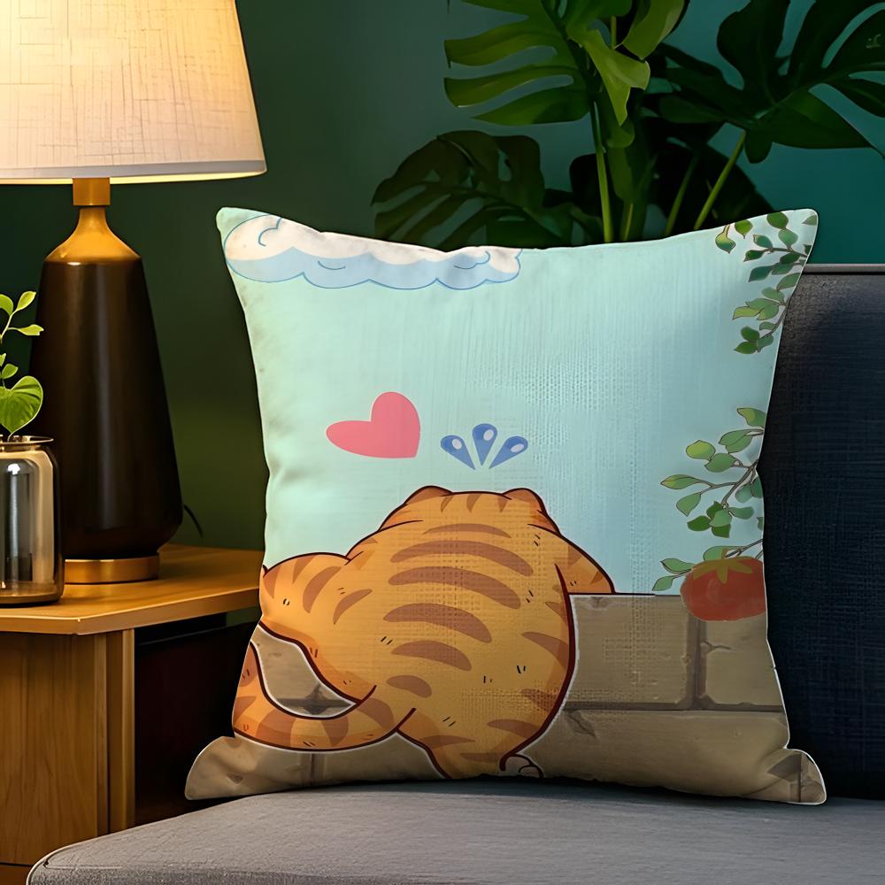 Funny cute cat peeking out Pillow Case Natural Linen Pillow Case DoubleSided Decor Sofa Pillowcase Home Decor